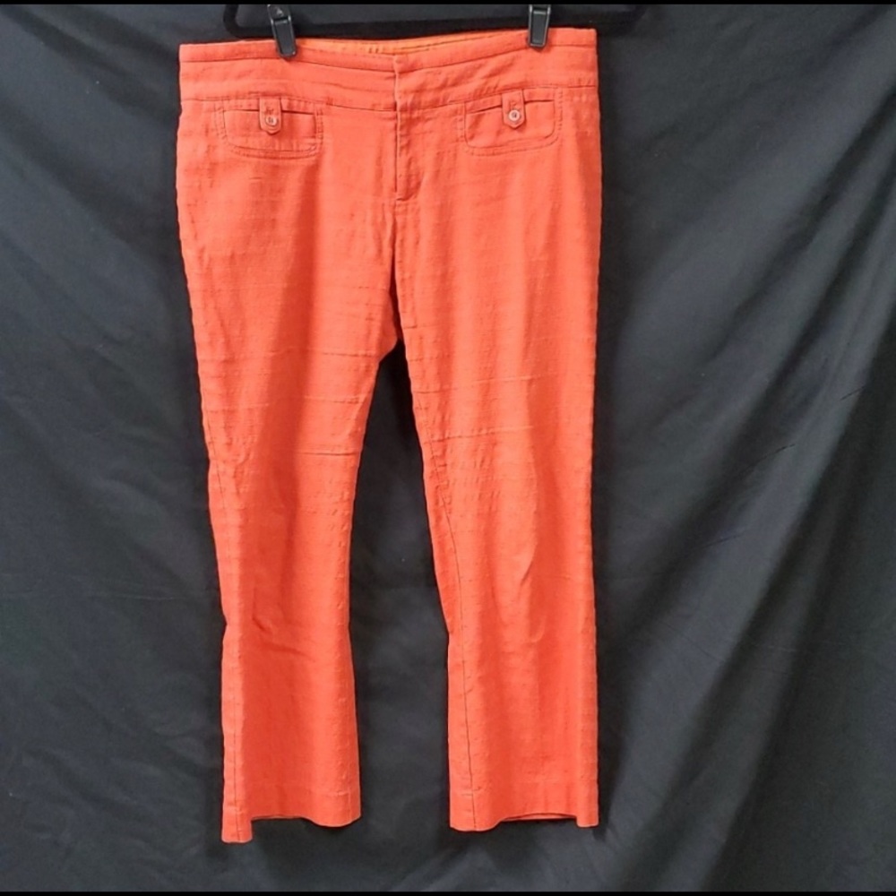 Anthro Cartonnier Orange Charlie Crop Flare Pants